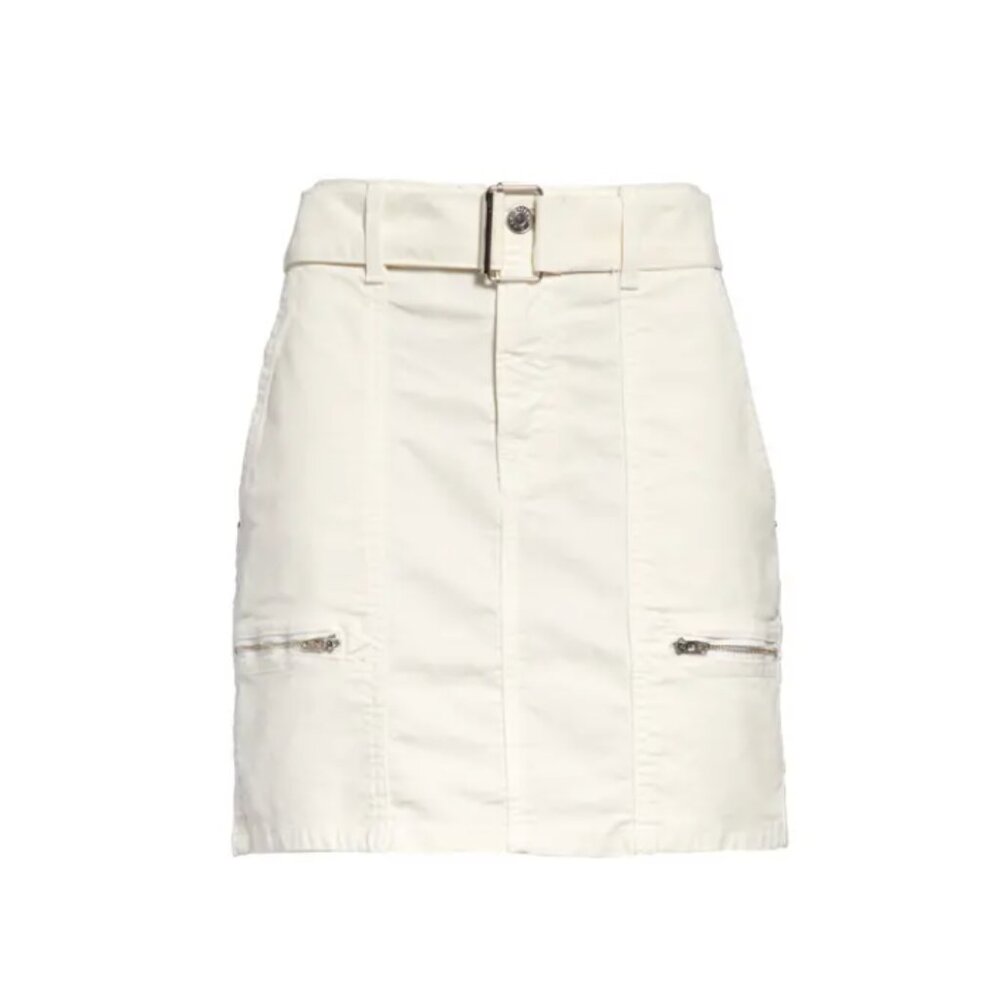 GRLFRND ariana belted denim mini skirt in bone size 31